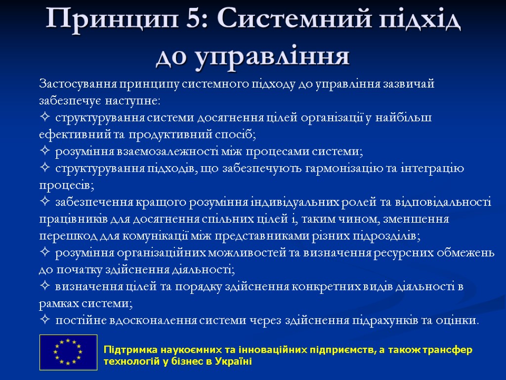 Принцип 5: Системний підхід до управління 24 Застосування принципу системного підходу до управління зазвичай